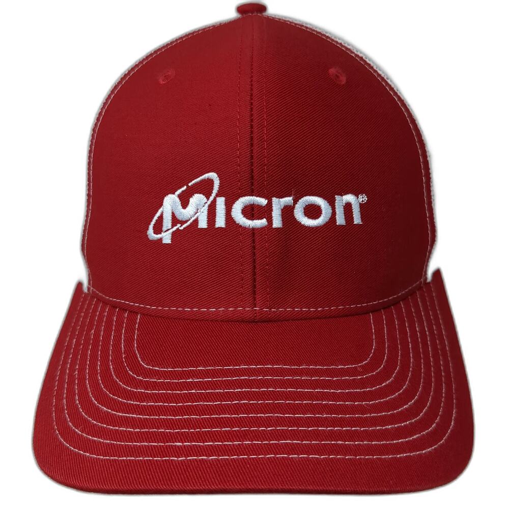 Richardson 112 Trucker Hat Red One Size Micron Technology Mesh Back Snapback